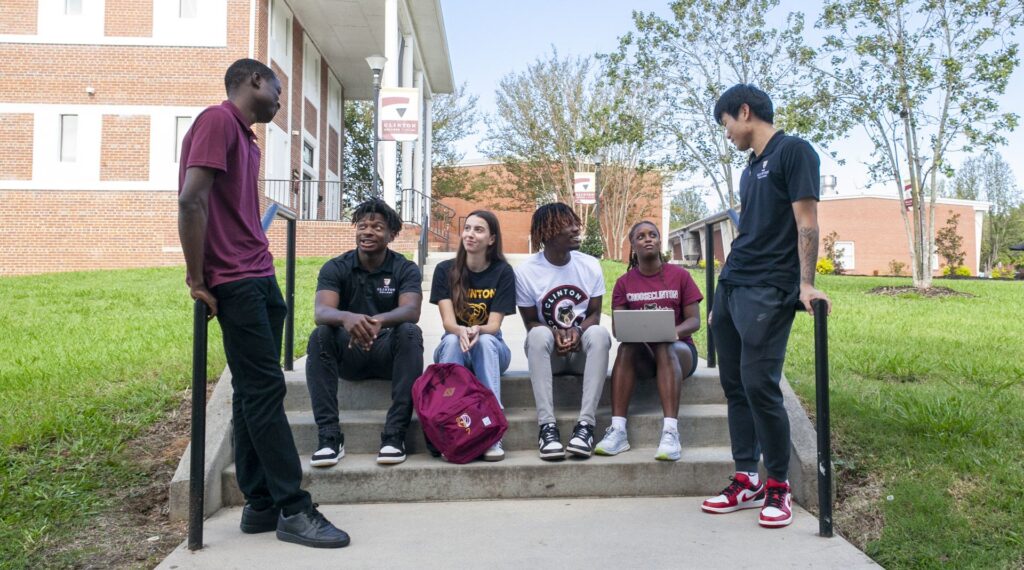 Students on the campus of Clinton College in Rock Hill, South Carolina