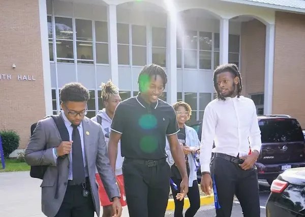 Students on the campus of Denmark Technical College in Denmark, South Carolina