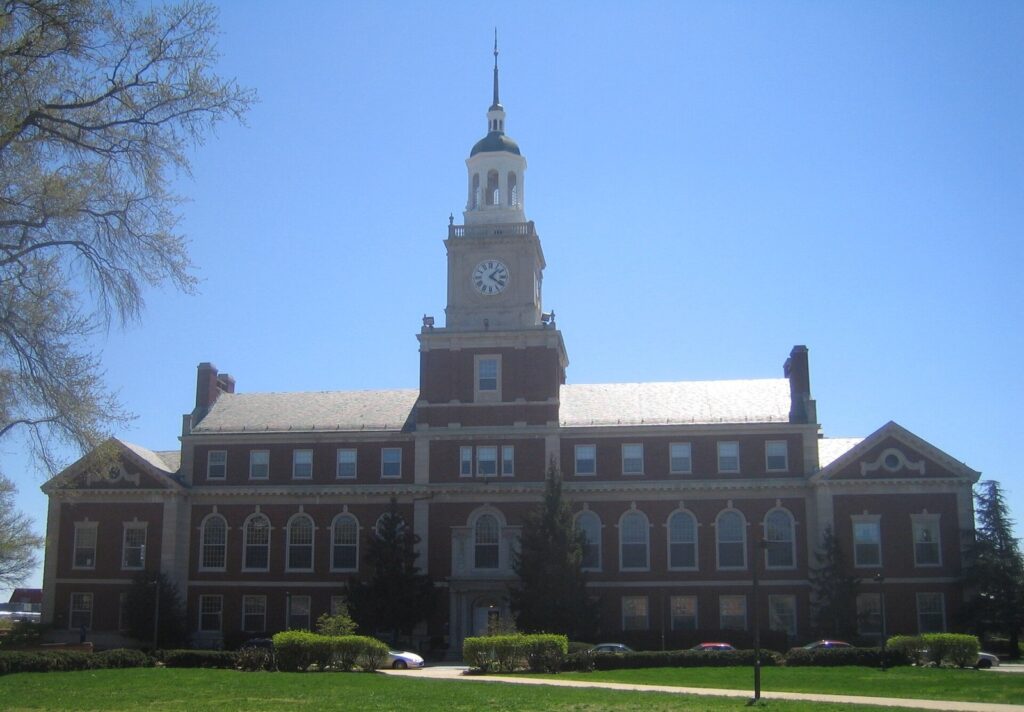 Founders Library clock tower at Howard University