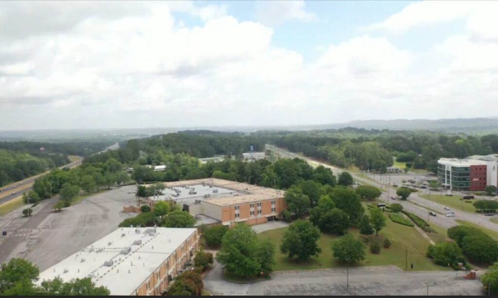 Aerial view of the Bessemer campus of Lawson State Community College in Birmingham, Alabama
