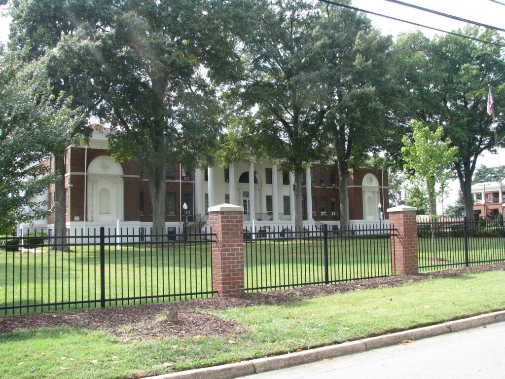 Historic campus buildings along Monroe Street at Livingstone College in Salisbury, North Carolina